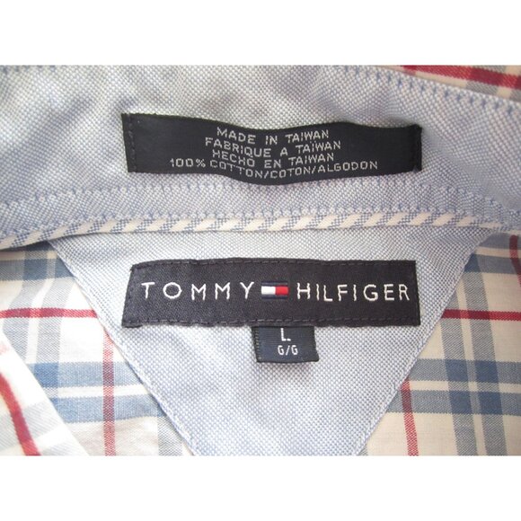 Men's Tommy Hilfiger Plaid Cotton Button Long Sleeve Shirt Sz L (MT658) - Picture 2 of 7